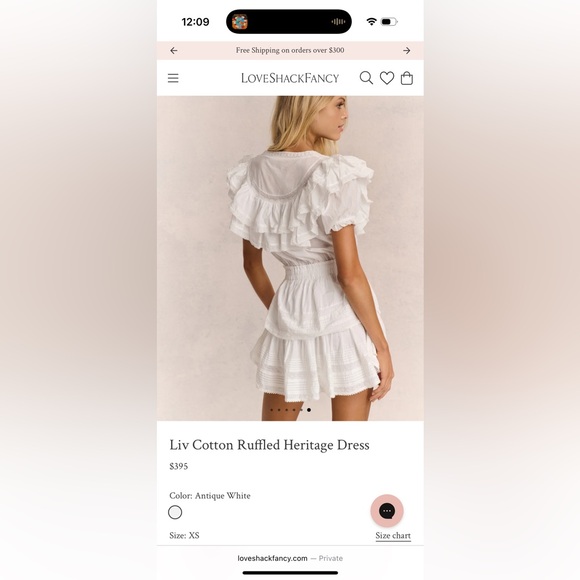 LoveShackFancy Liv Cotton Ruffled Heritage Dress Size XS - Picture 3 of 8